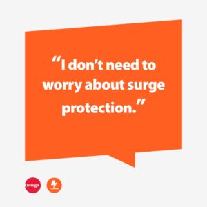 Image of a speech bubble with the words I don't need to worry about surge protection