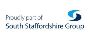 A logo which reads Proudly part of South Staffordshire Group