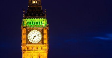 Night view of Big Ben in London, UK